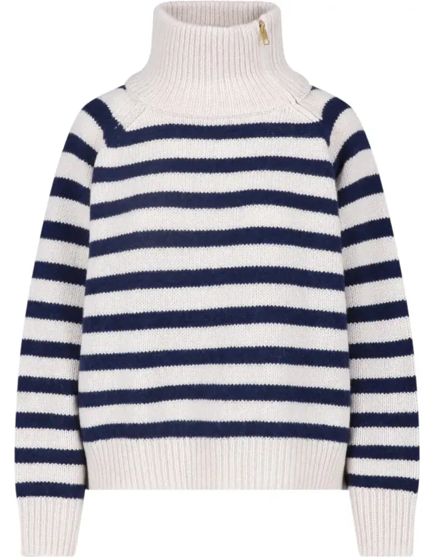 Striped Cashmere Turtleneck Sweater