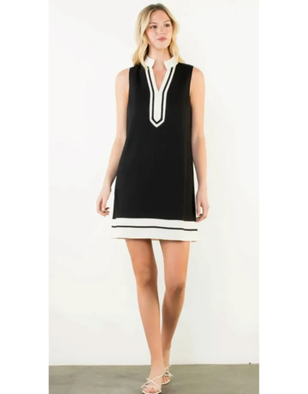 Sleeveless Contrast Trim Dress