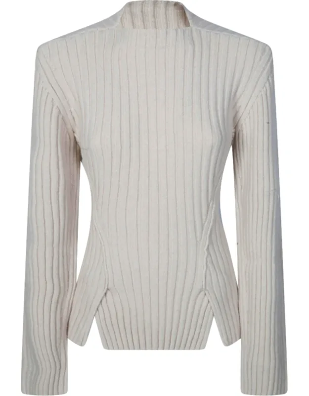 Ribbed Knit High Neck Top