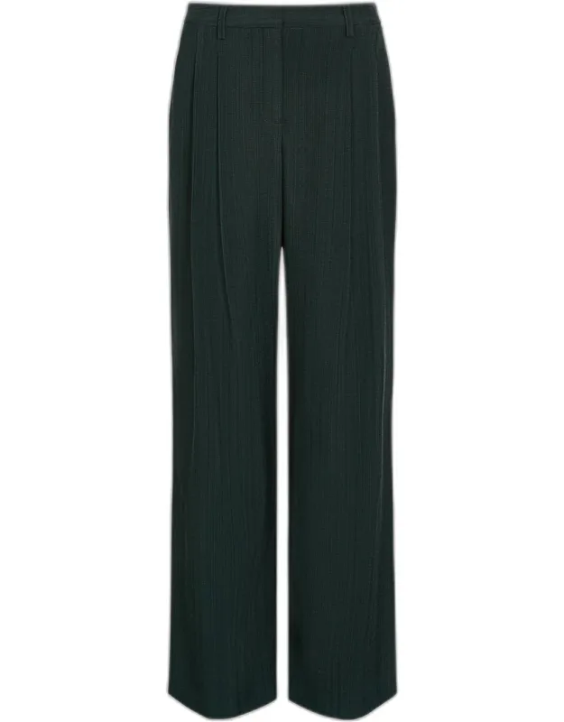 Textured Pleated Straight-leg Pants