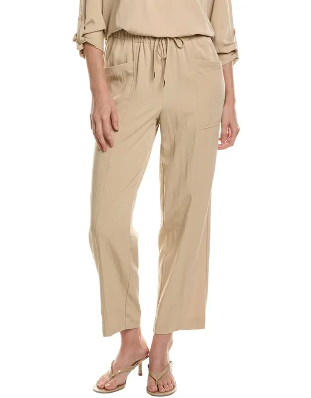 Pull-on Pocket Straight Ankle Pants