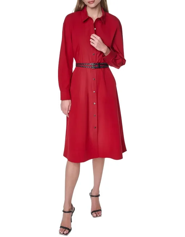 Roll Tab Button-down Dress