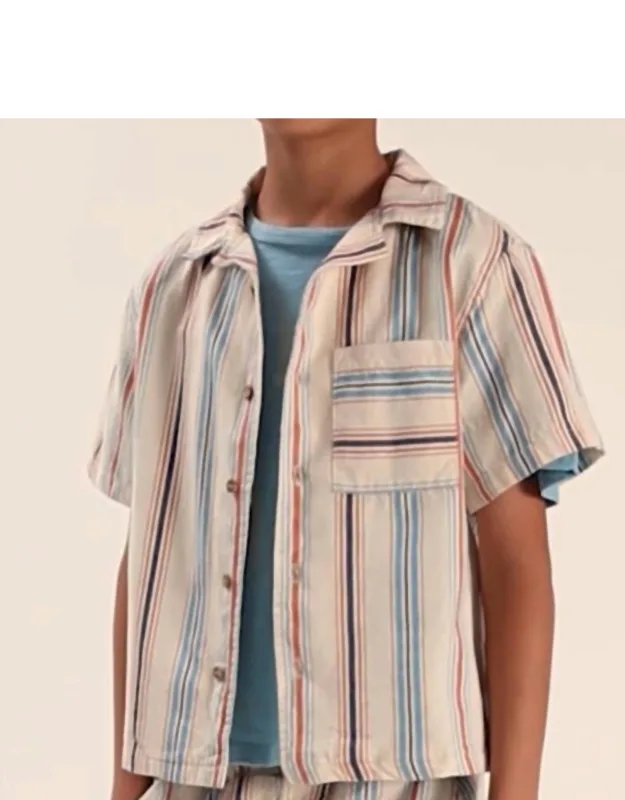 Striped Cotton Button Up Shirt