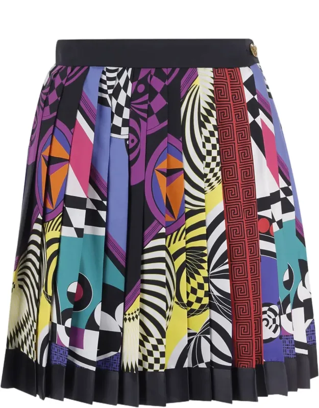 Pleated Silk Mini Skirt
