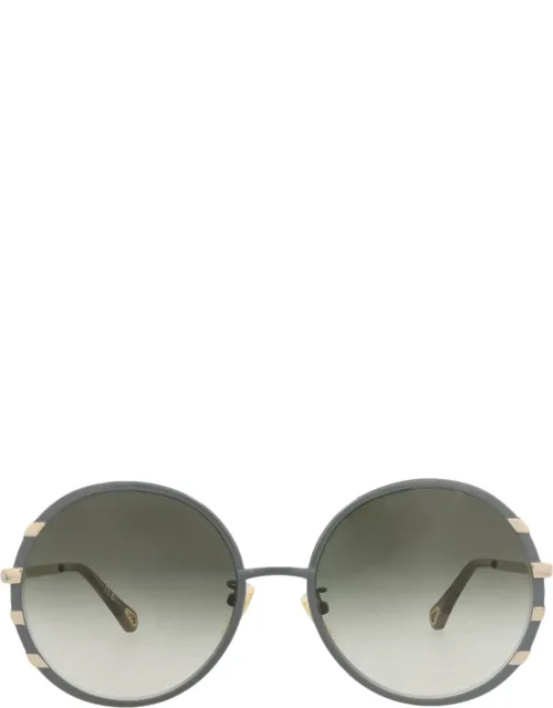 Round-frame Metal Sunglasses With Protective Case And Cleaning Cloth