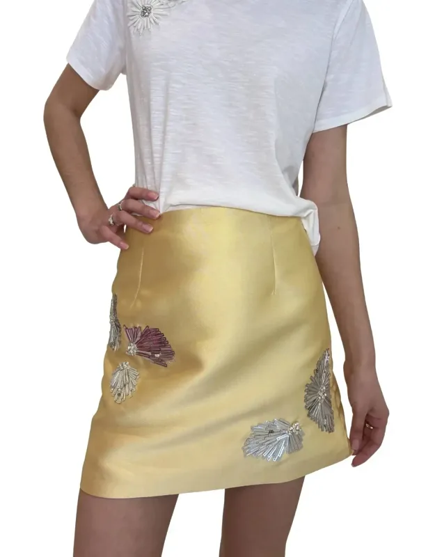 Floral Embroidered Mini Skirt