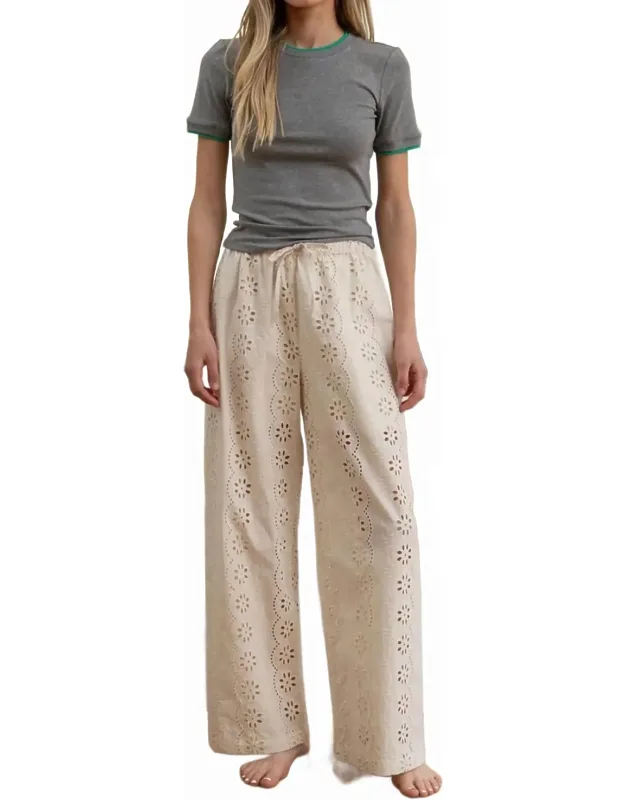 Eyelet Embroidered Wide-leg Pants