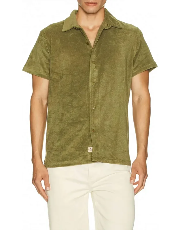 Terry Cloth Button-up Shirt