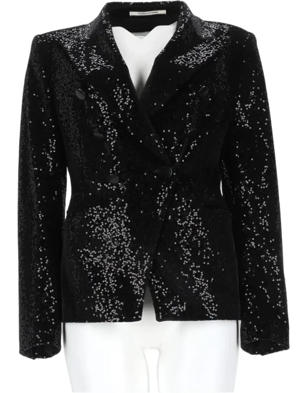Alicya Double-breasted Sequin Blazer