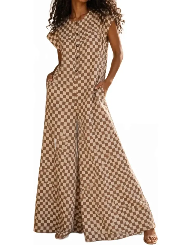 Monaco Check Wide Leg Jumpsuit