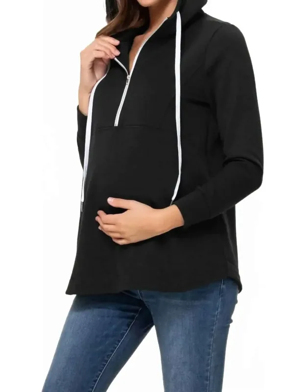 French Terry Half-zip Nursing Hoodie