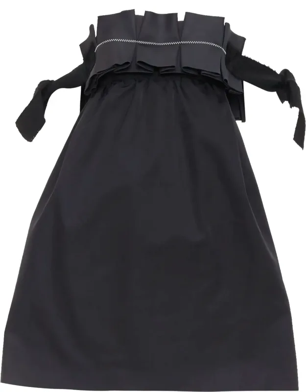 Wool Silk Strapless Ruffled Dress