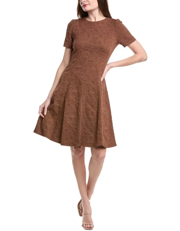 Mini Dress With Jacquard Fabrication And Center Back Zipper
