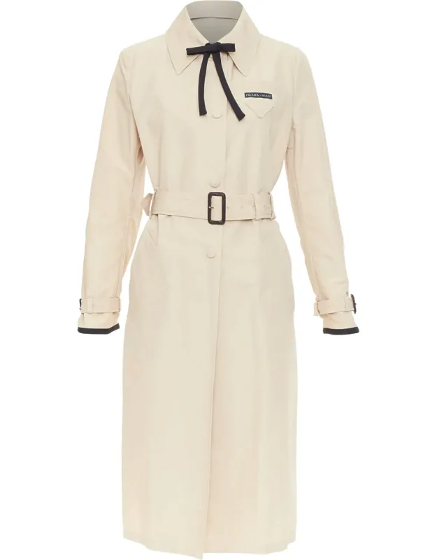 Cotton Logo Tape Belted Trench Coat