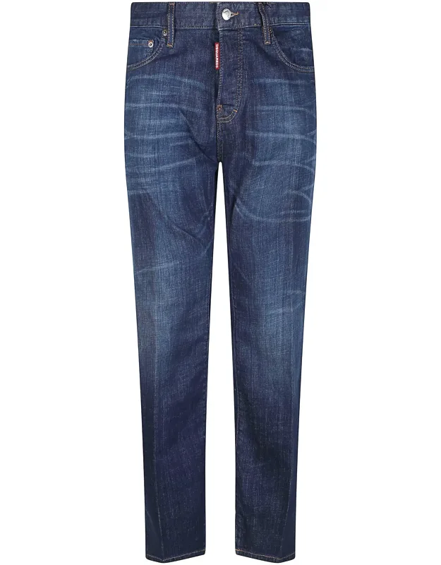 Straight-leg Faded Denim Jeans