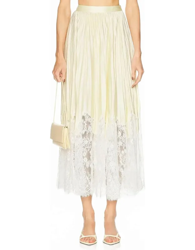 Satin Lace Midi Skirt