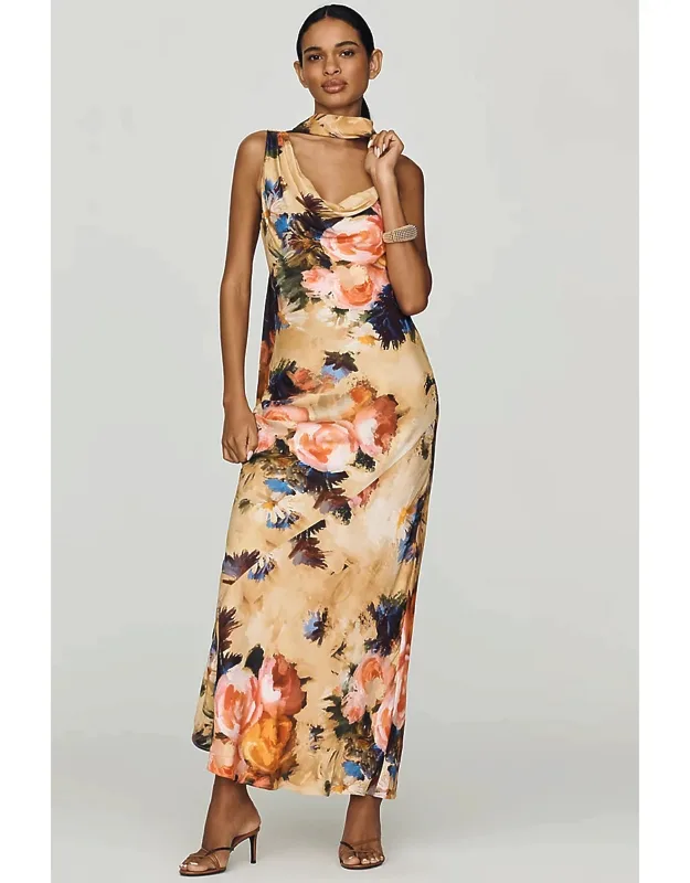 Mindy Cowl Scarf Maxi Dress