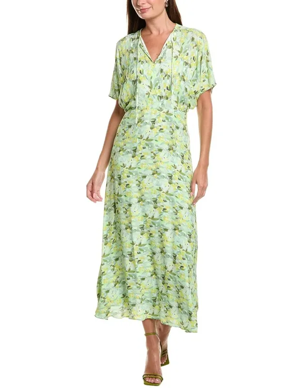 Chiffon Ditsy Print Raglan Sleeve Maxi Dress