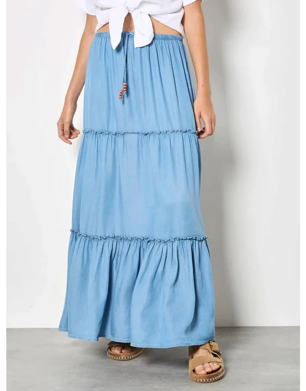Tiered Denim Skirt