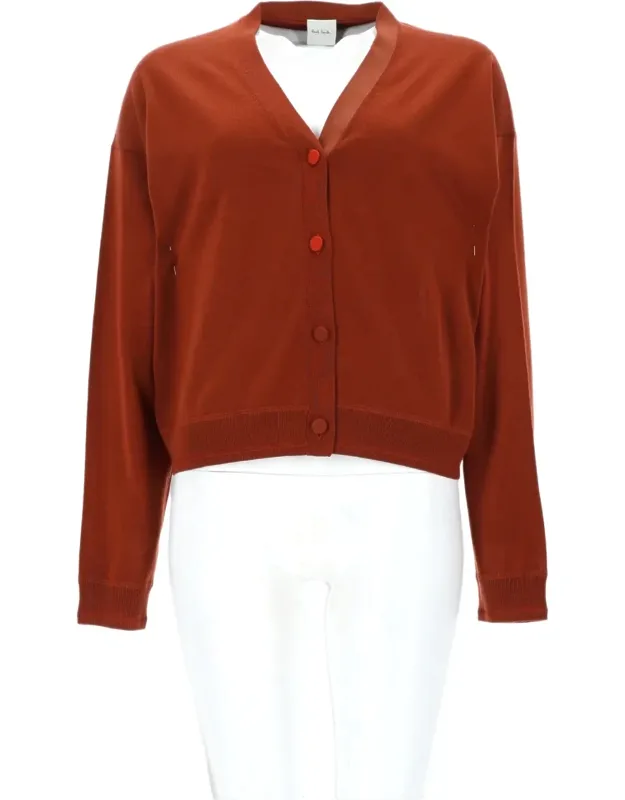 Cropped V-neck Cardigan With Button-down Front And Soft Texture