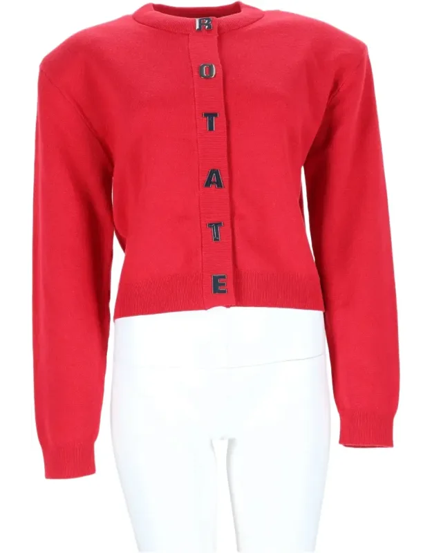 Cropped Sweater With Bold Button Placket