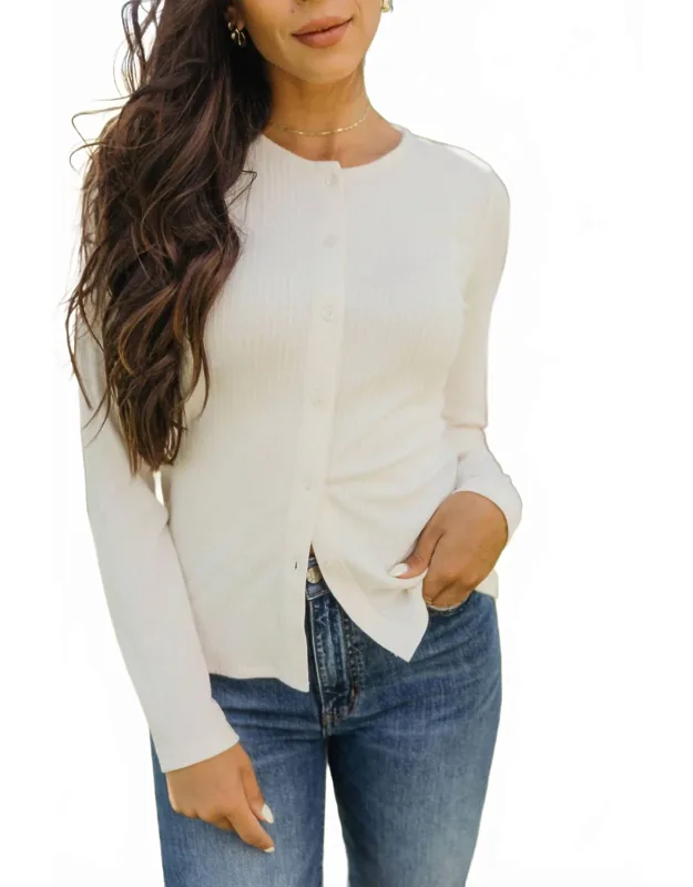 Long Sleeve Pointelle Button Cardigan