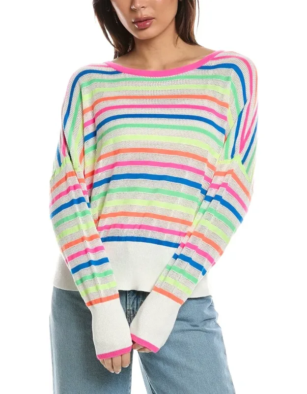 Mini Stripe Relax Neck Silk-blend Top