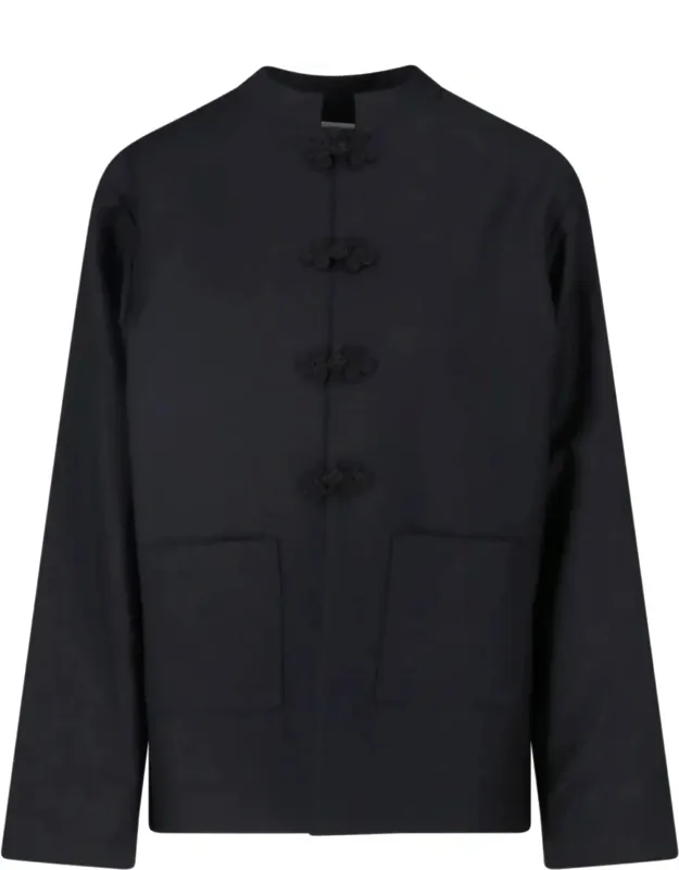 Mandarine Collar Wool-blend Blazer