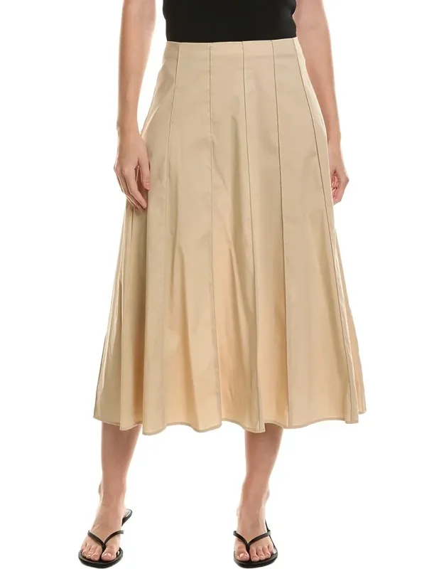 Pull-on Paneled A-line Midi Skirt