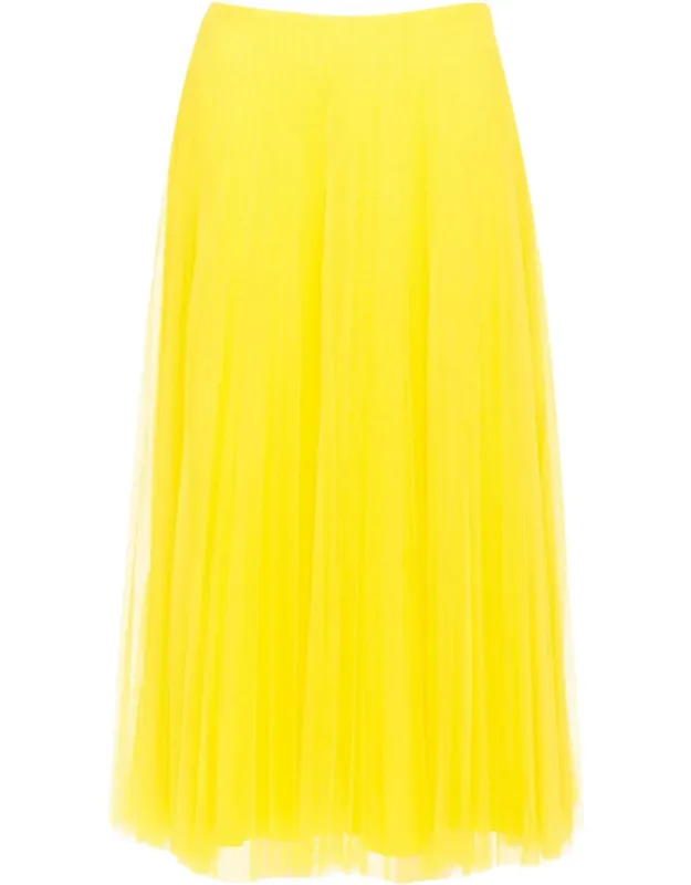 Pleated Silk Midi Skirt