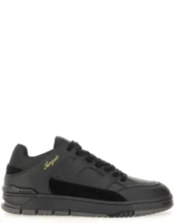 Low-top Perforated Leather-suede Sneakers
