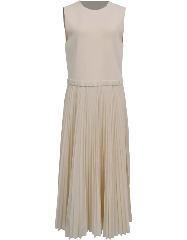 Pleated Sleeveless Midi Dress