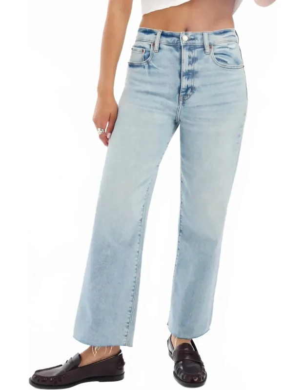 Pleaser High Rise Wide Ankle Jeans In Miracle With 12" Rise And 27" Inseam