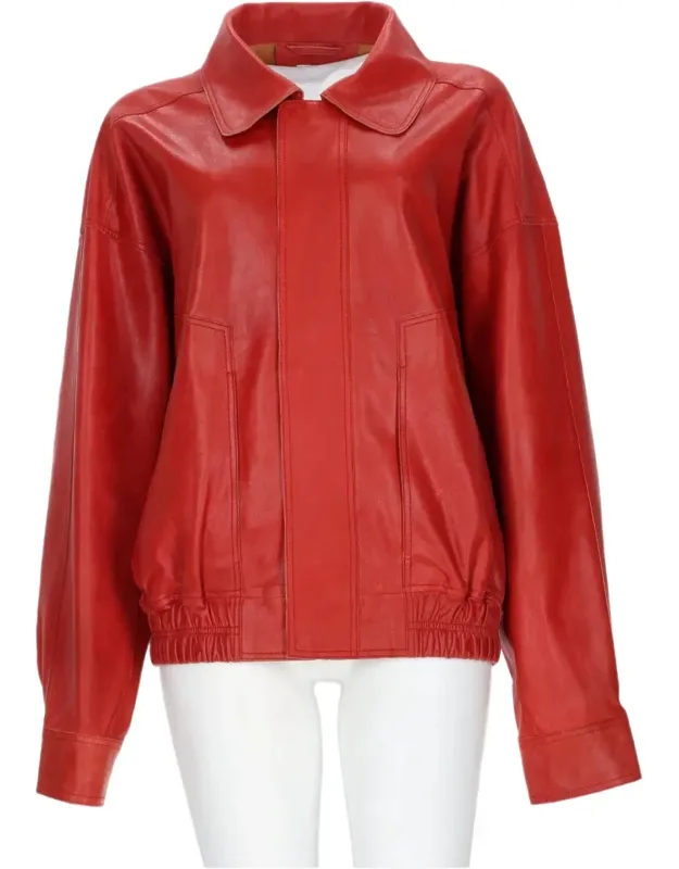 Vibrant Leather Bomber Jacket