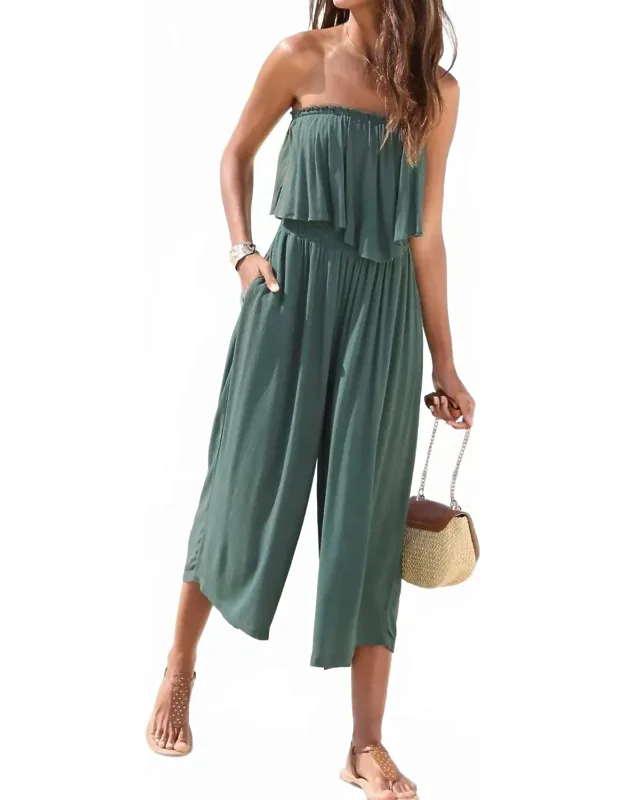 Flowy Strapless Culotte Jumpsuit