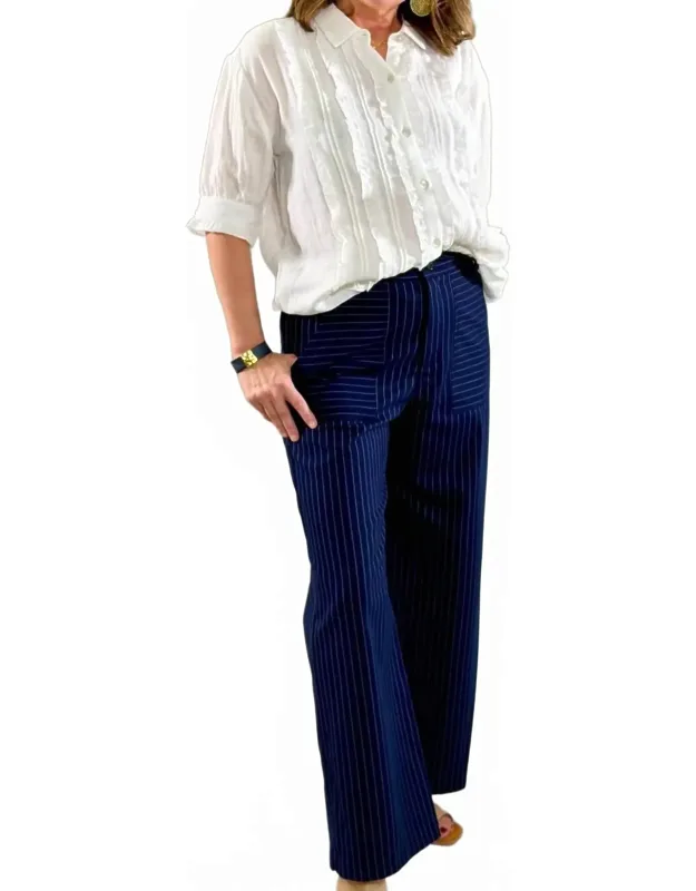Pinstripe Straight Leg Pants