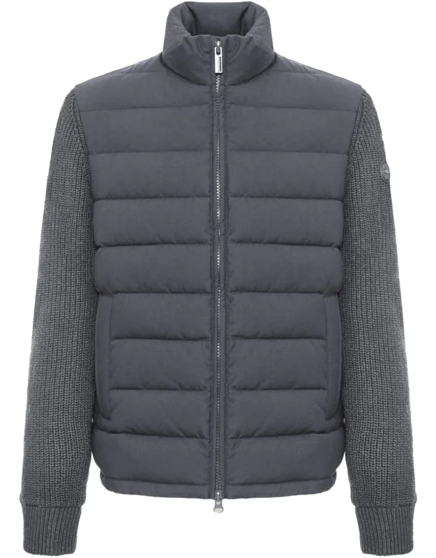 Padded Wool-blend Zip Hybrid Down Jacket