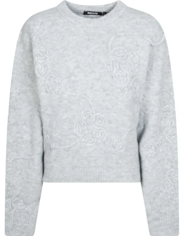 3d Flower Knit Cropped Sweater