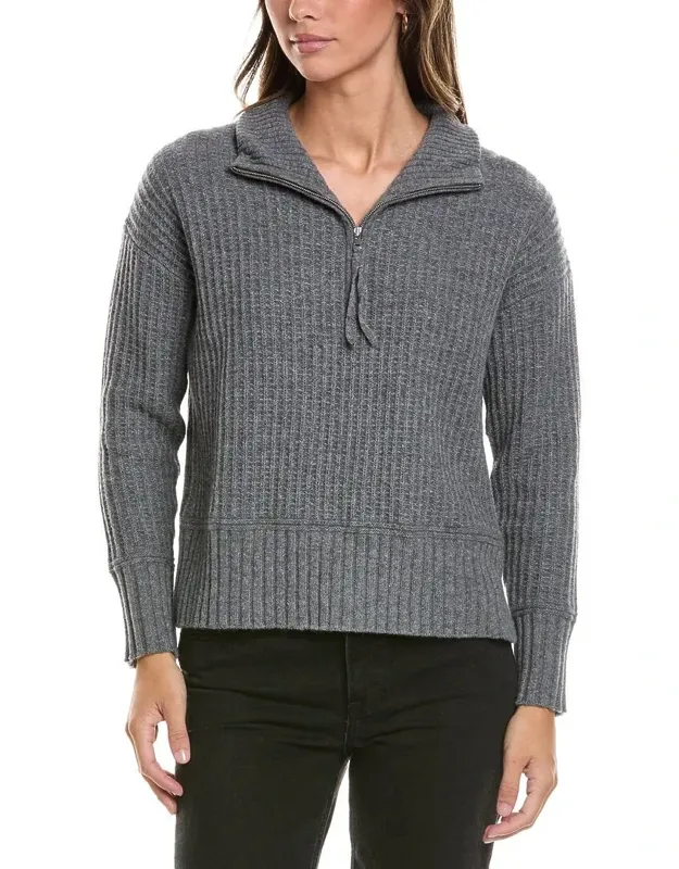 Textured 1/2-zip Wool Sweater
