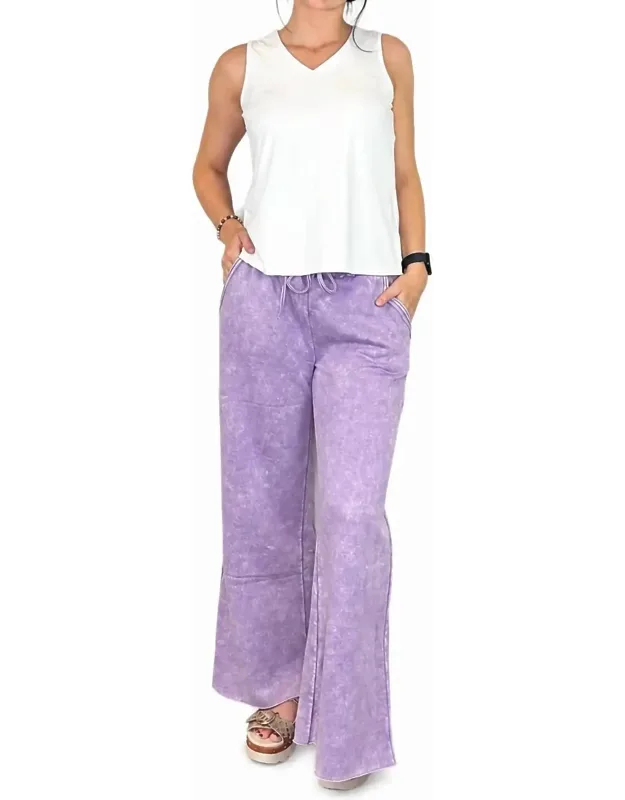 Acid Wash Fleece Palazzo Sweatpants