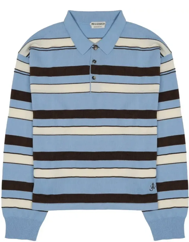 Rugby Striped Long-sleeve Polo Shirt