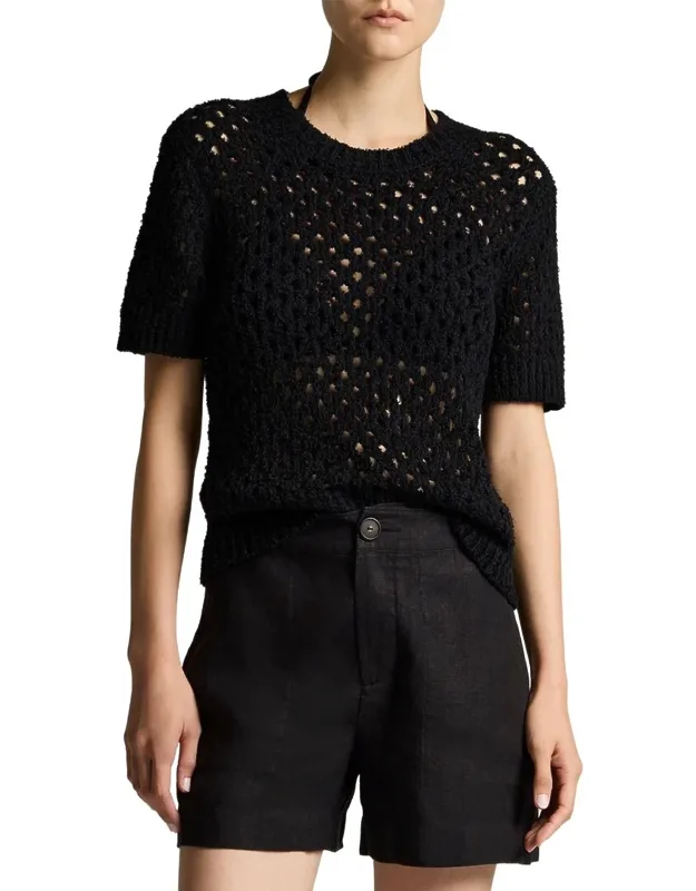Honeycomb Linen-blend Boxy T-shirt