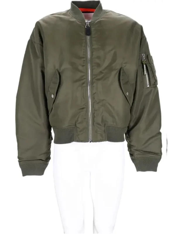 Cropped Boxy Bomber Jacket With Padded Details
