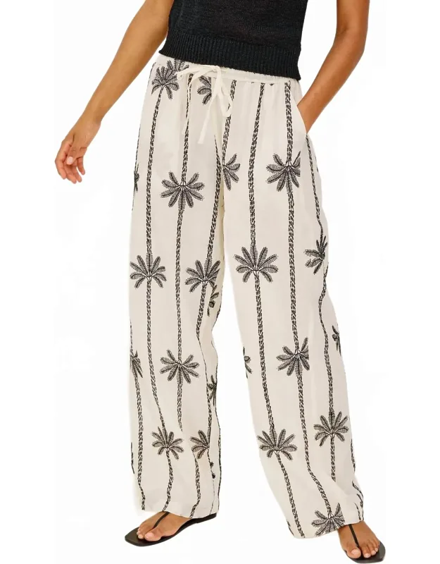 Embroidered Palms Pants