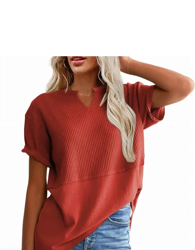 V Neck Split Top