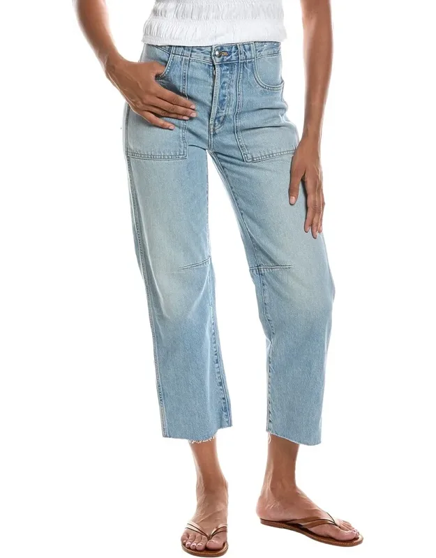 Darted Faded Horizon Wash Barrel Leg Jeans
