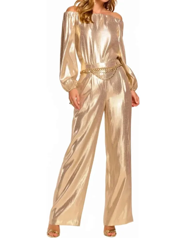 Izzy Silk Lamé Wide Leg Pants