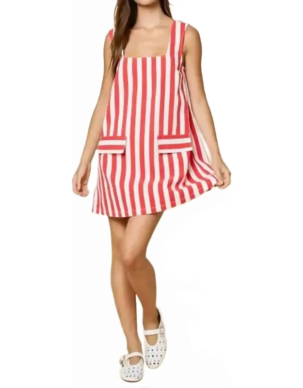 Square Neck Summer Stripe Mini Dress