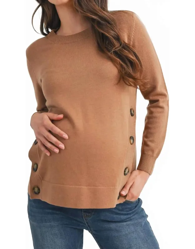 Button Side Nursing Pullover Sweater
