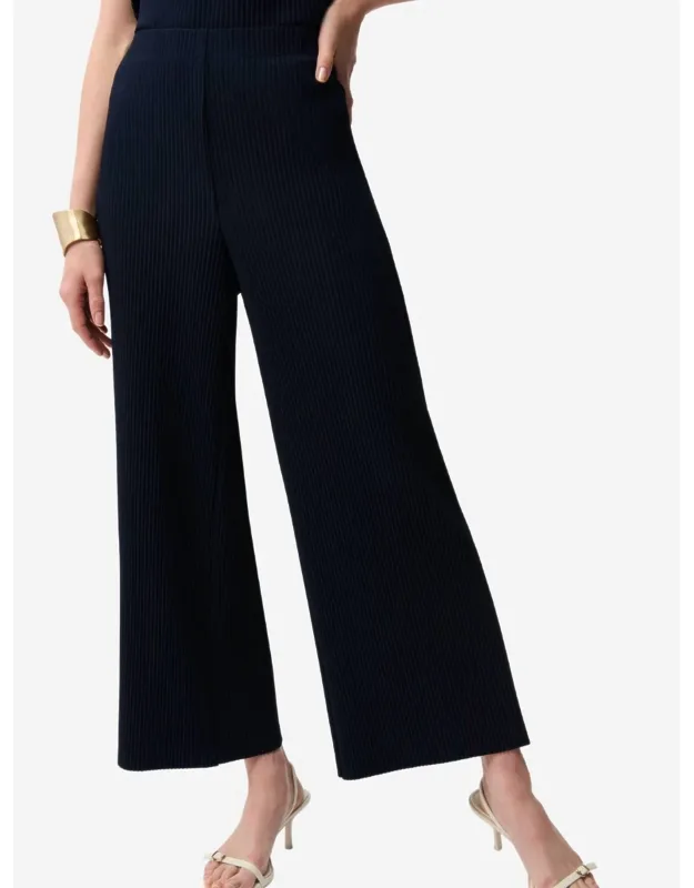Pleated Scuba Crepe Wide Leg Pull-on Pants